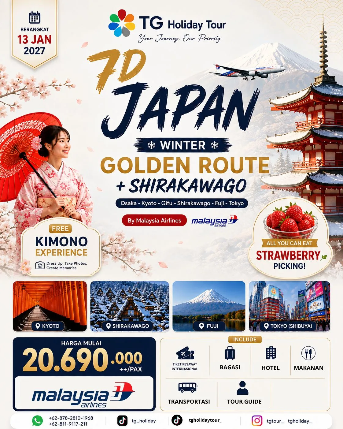 7D Japan Winter Golden Route + Shirakawago